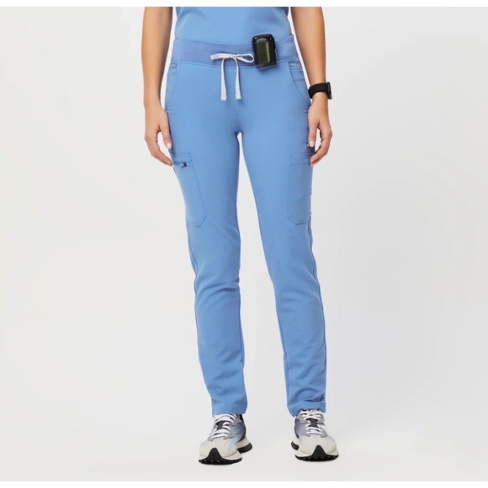 FIGS Technical Collection Womens Blue Cargo Scrub Pants Medium Drawstring